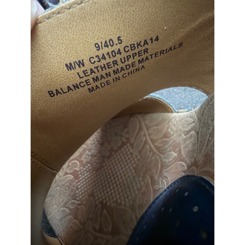 B.O.C. Born Concepts Eddie II Blue Leather Sandals Size 9 /40.5 Floral Cork Heel - Picture 8 of 9